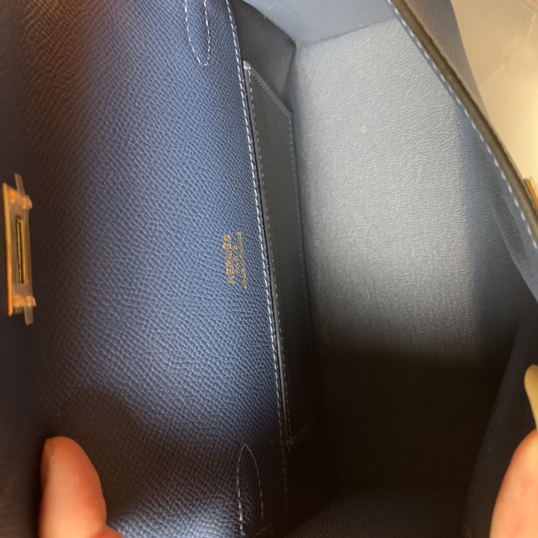 Hermes Mini Kelly Pochette 22cm Bag In Blue Nuit Epsom Leather